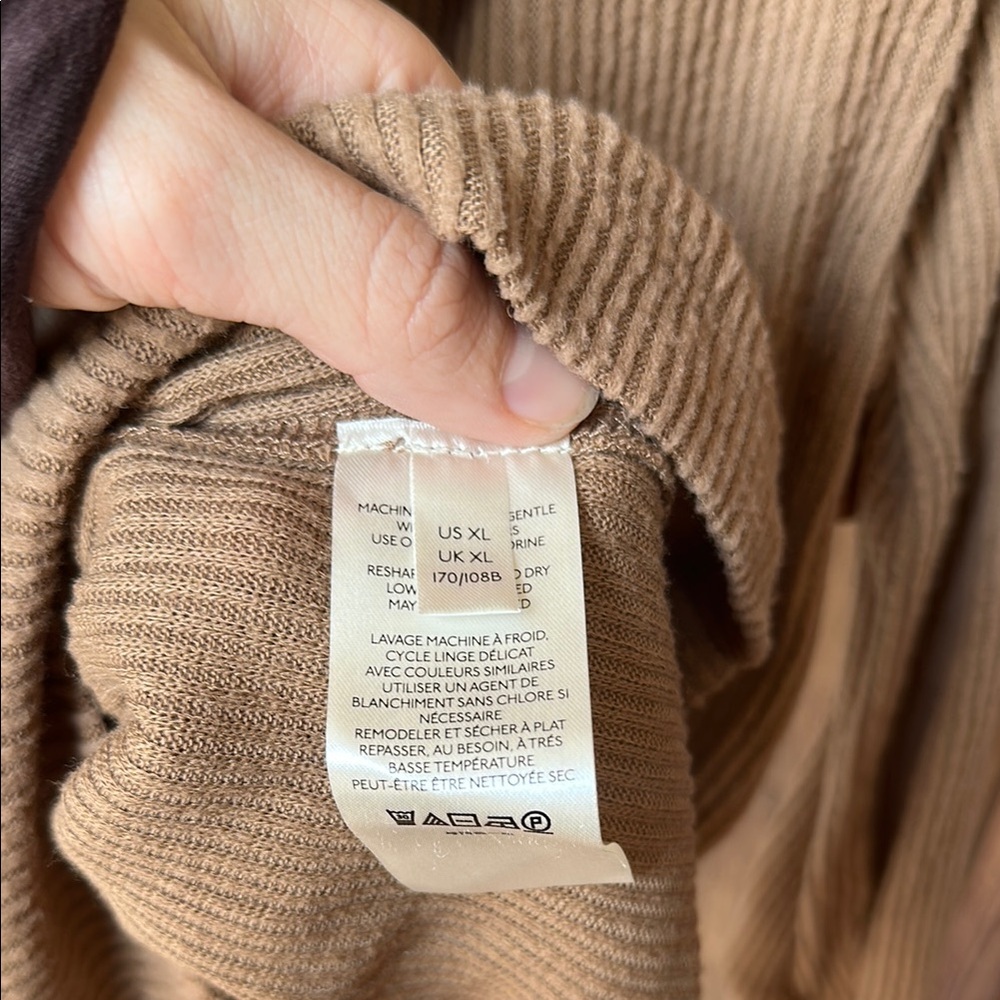 Free People Snowbunny Brown Ribbed Knit Off-the-Shoulder Sweater Top - Picture 8 of 10